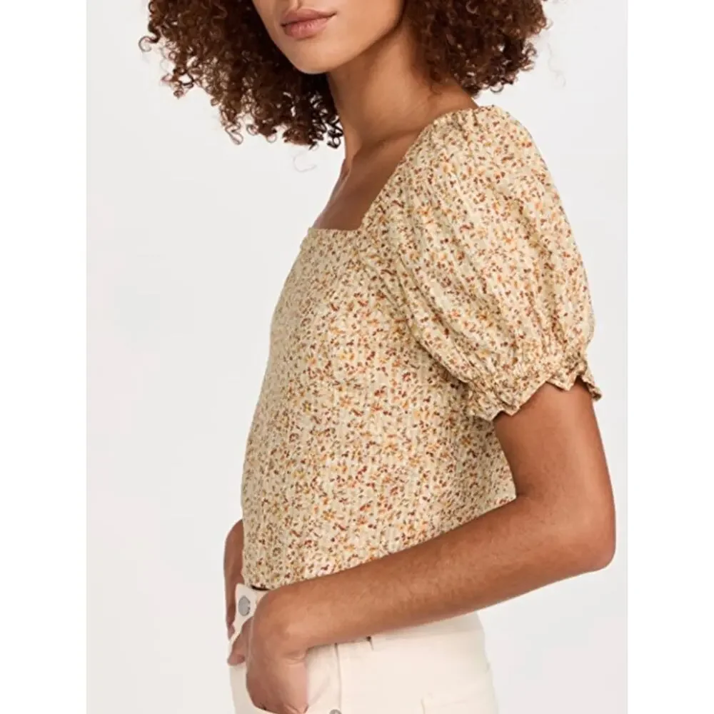Madewell Hopewell Puff-Sleeve Crop Top in Cottage Garden size XL NWT